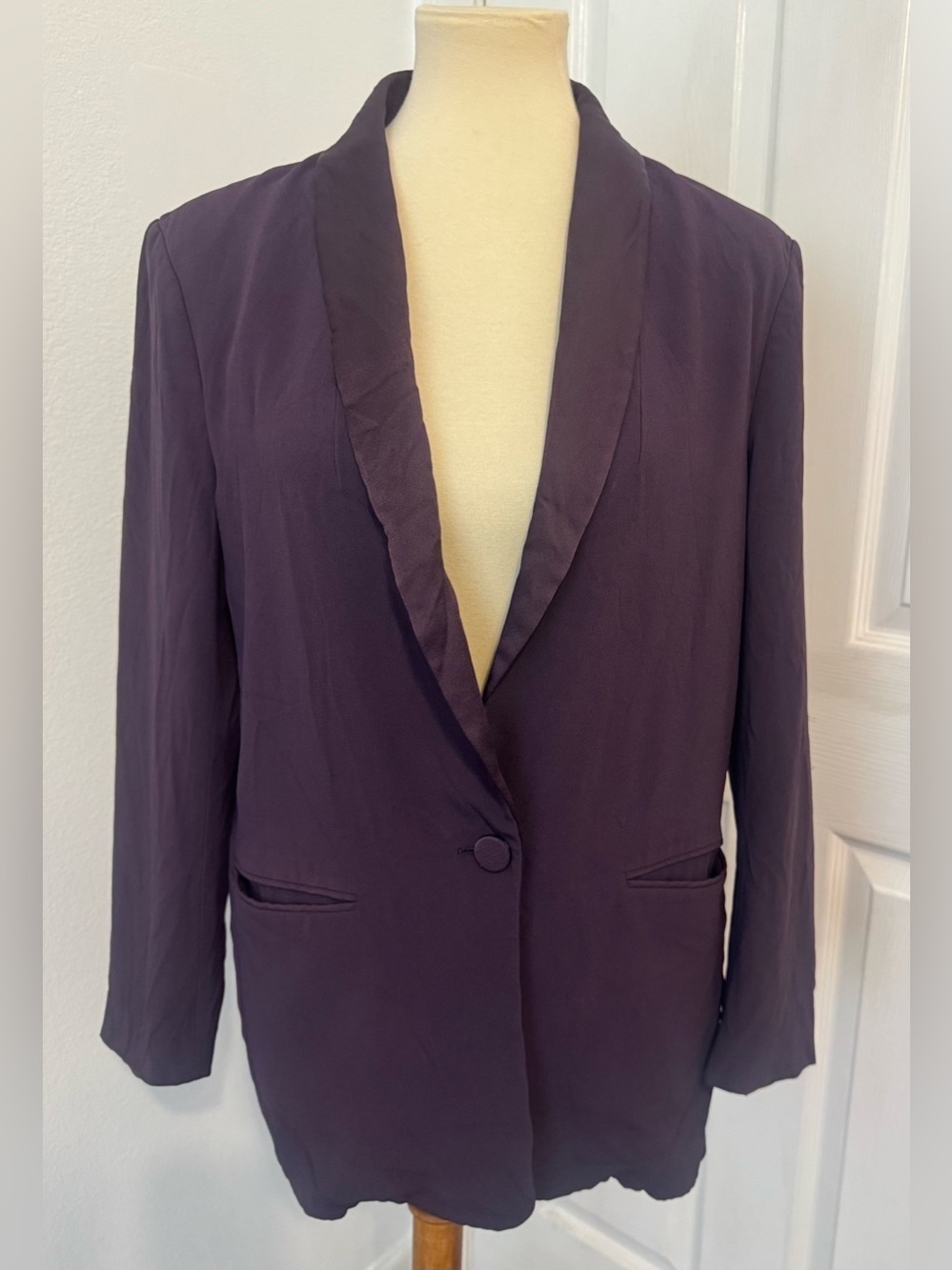HUGO BOSS Junata Blazer Purple Shawl Collar Suit Jacket Satin Tuxedo 4 *Read*